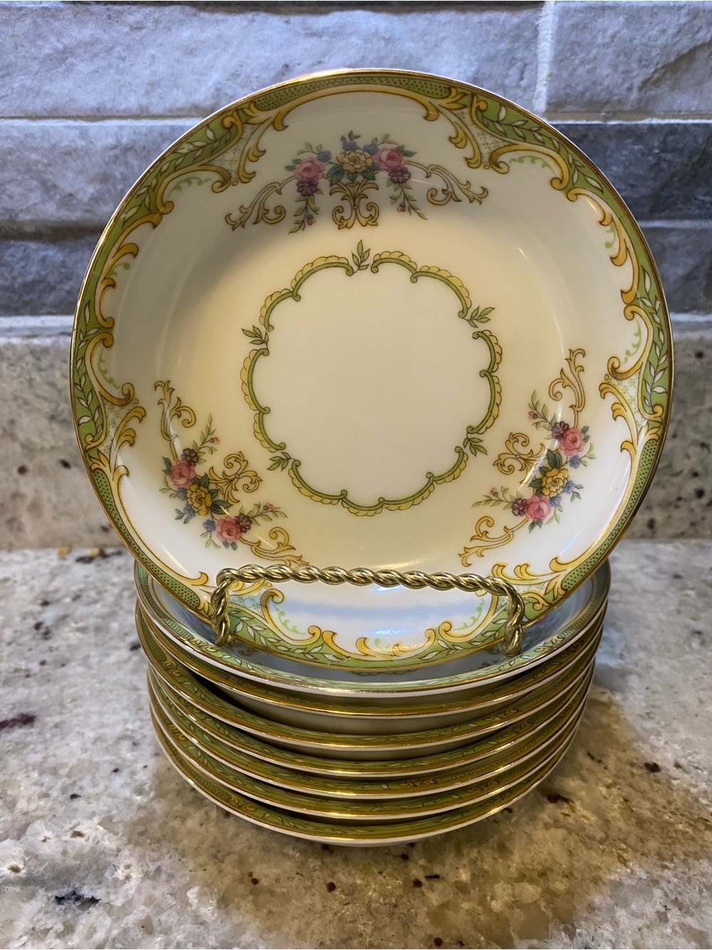 Set Of 8 Noritake Winton Pink , Green , Yellow Floral Berry / Dessert Bowls